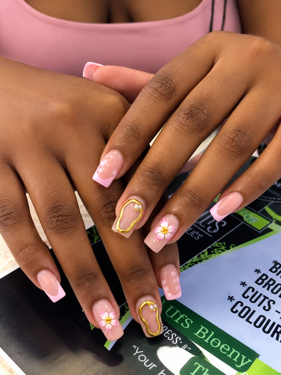 Pink Floral Manicure